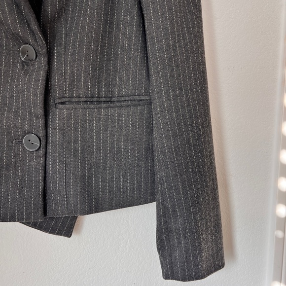 Anthropologie Maeve Gray Striped Boxy Cropped Blazer Long Sleeve Women’s XS - Picture 5 of 8